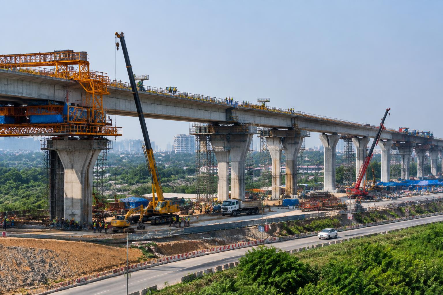 Large elevated transport corridor under construction